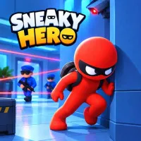 Sneaky Hero is a quick stealth game where one wrong move sends you back. Dodge guard vision and grab the red gem at the end.